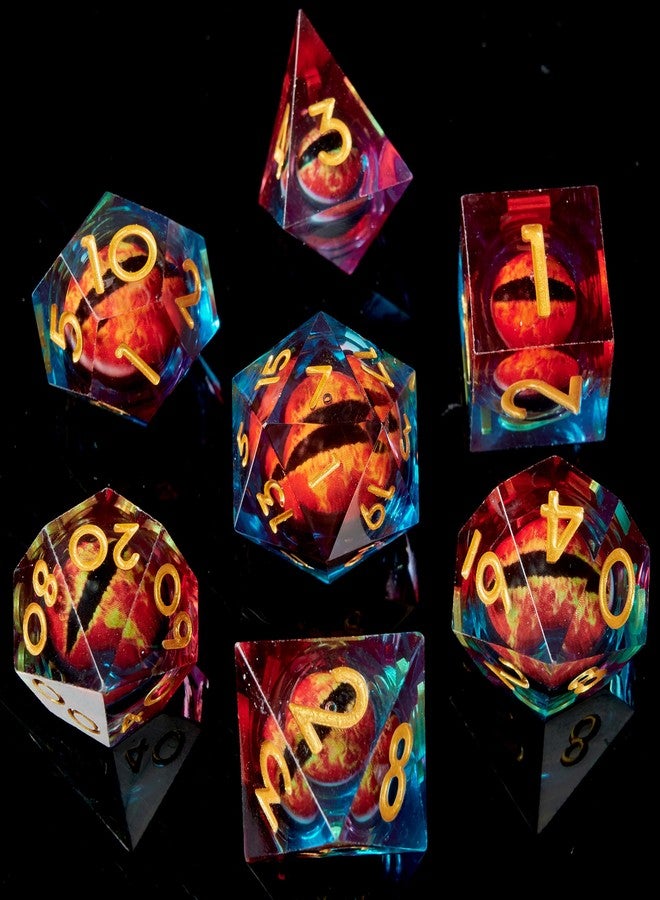 FugaCity DND Dice Set,Liquid Core Handmade Sharp Edge 7 Piece Resin Dice-Dungeons and Dragons Polyhedral Dice Set, D&D Dice Set with Gift Dice Case for RPG MTG Table Games （ - Image 1